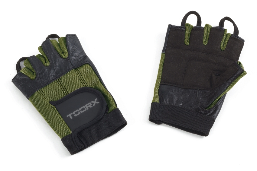 Guanti da Palestra in Pelle, Spandex e Pelle Scamosciata Nero-Verde Militare Toorx Taglia S main product photo
