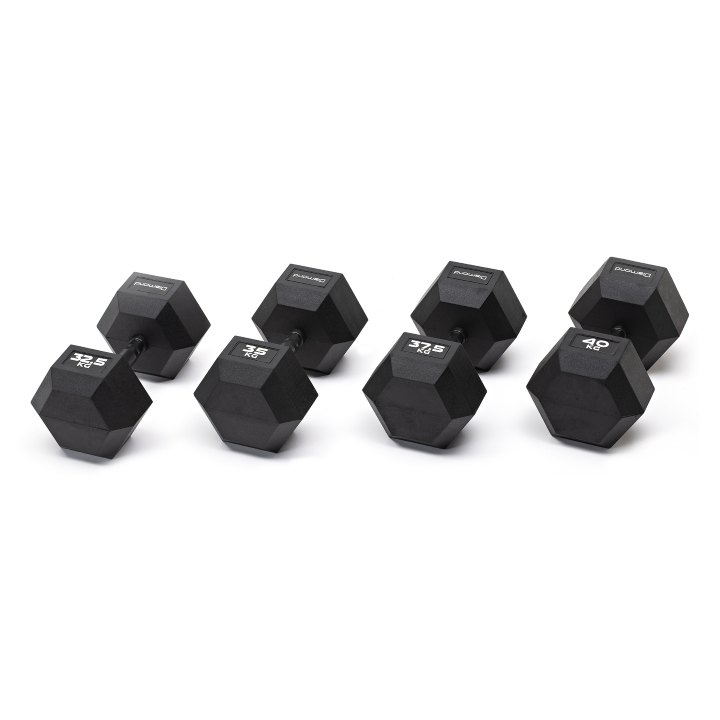 Set 4 Coppie Manubri Gommati Esagonali Black 32,5-40 Kg Diamond main product photo
